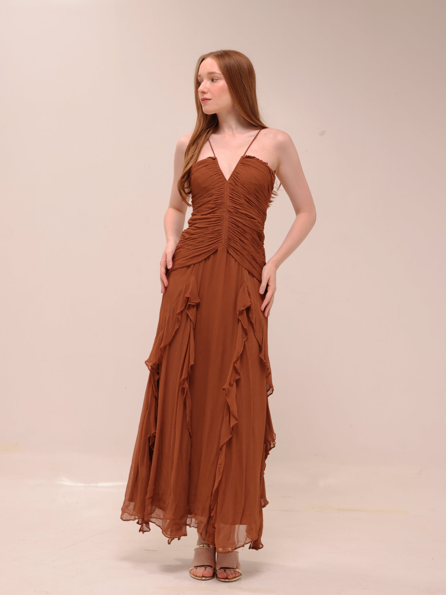 Leonie Brown Flowy Maxi Dress