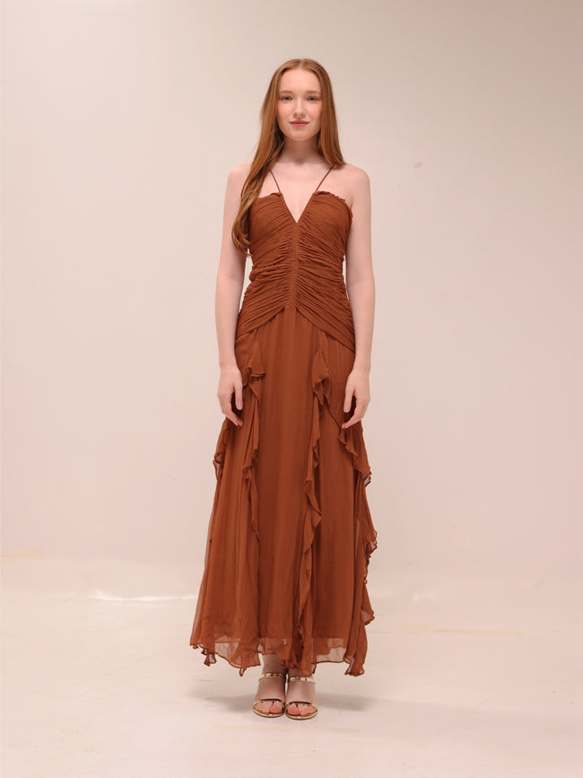 Leonie Brown Flowy Maxi Dress