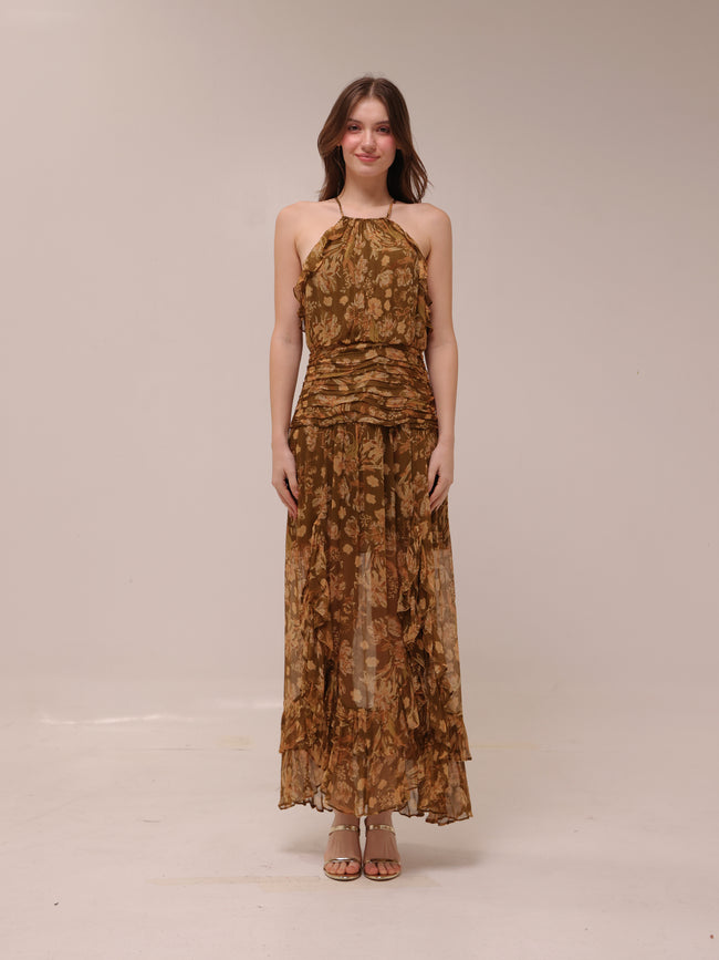 Rosaline Ruched Split Maxi Dress