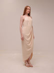 Cream Core High Neck Ruched Dress