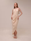 Cream Core High Neck Ruched Dress
