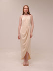 Cream Core High Neck Ruched Dress