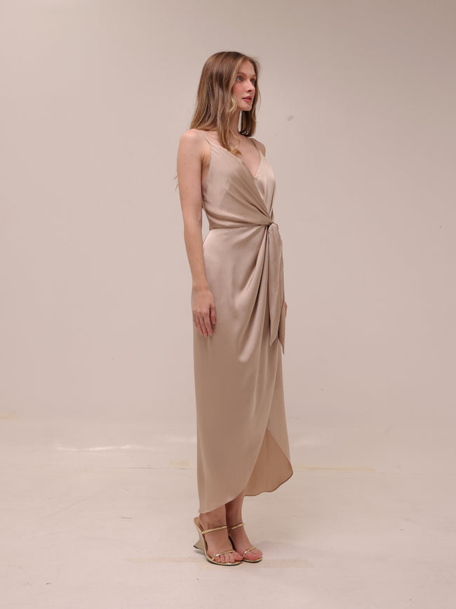 Luxe Tie Front Cocktail Dress