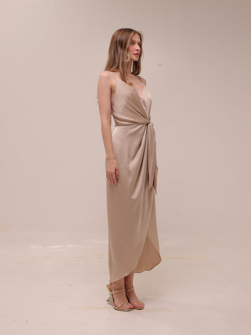 Luxe Tie Front Cocktail Dress