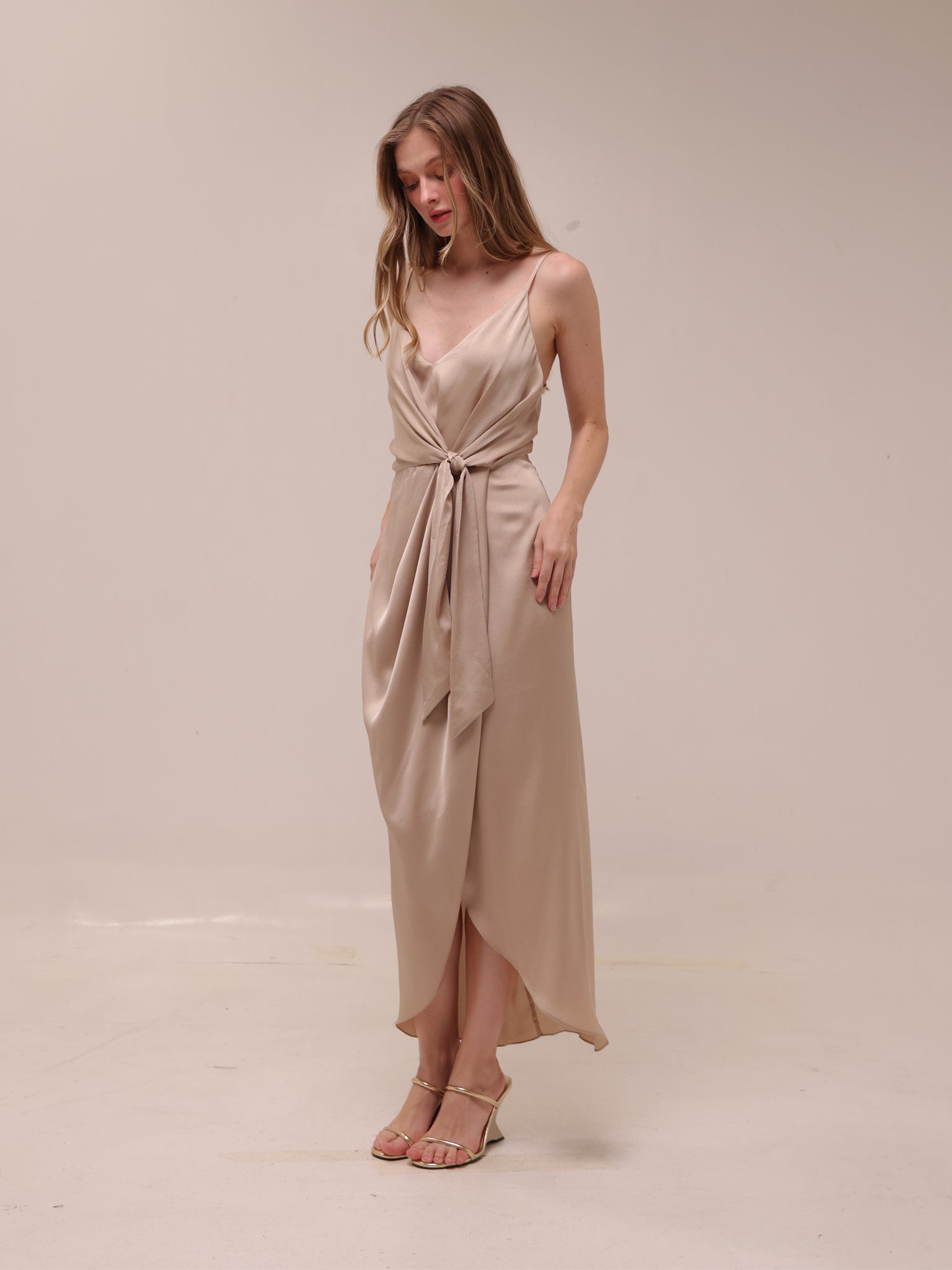 Luxe Tie Front Cocktail Dress
