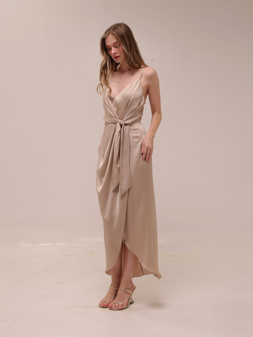 Luxe Tie Front Cocktail Dress