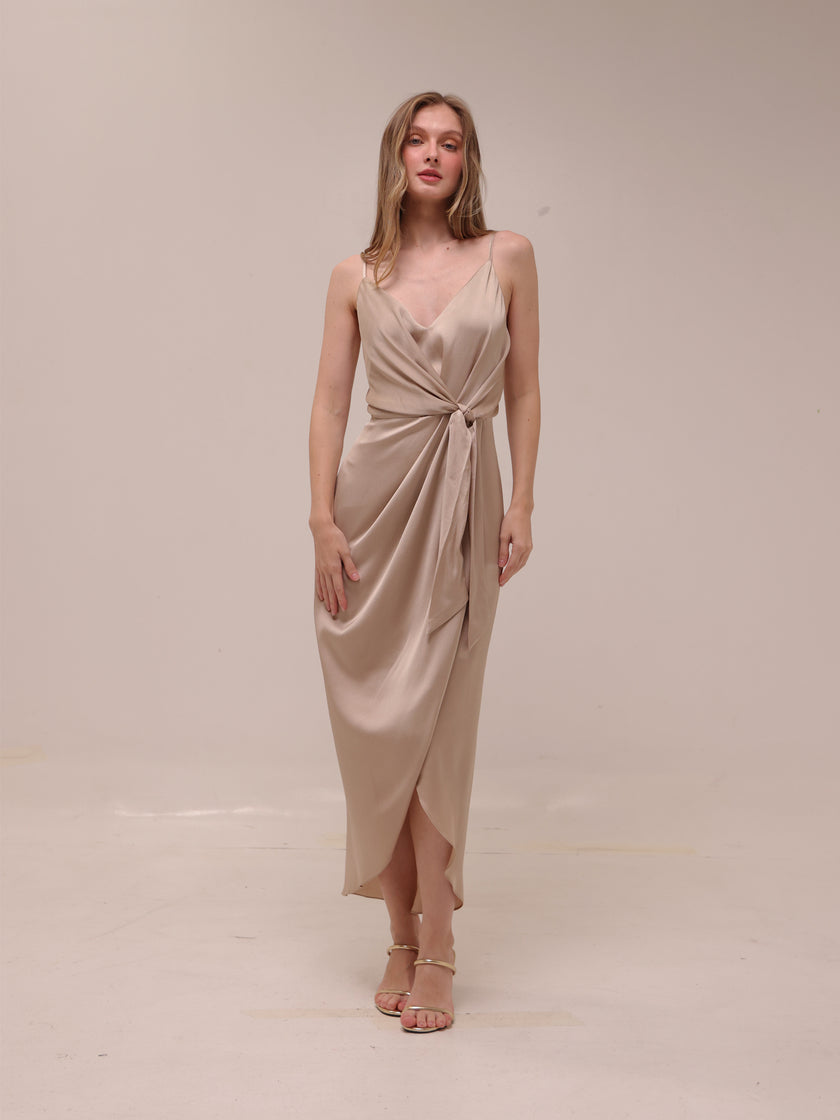 Luxe Tie Front Cocktail Dress