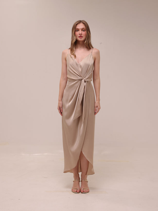 Luxe Tie Front Cocktail Dress