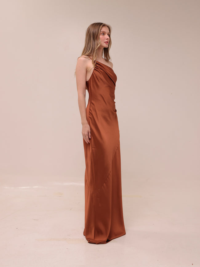 Asymmetrical Gathered Maxi Dress