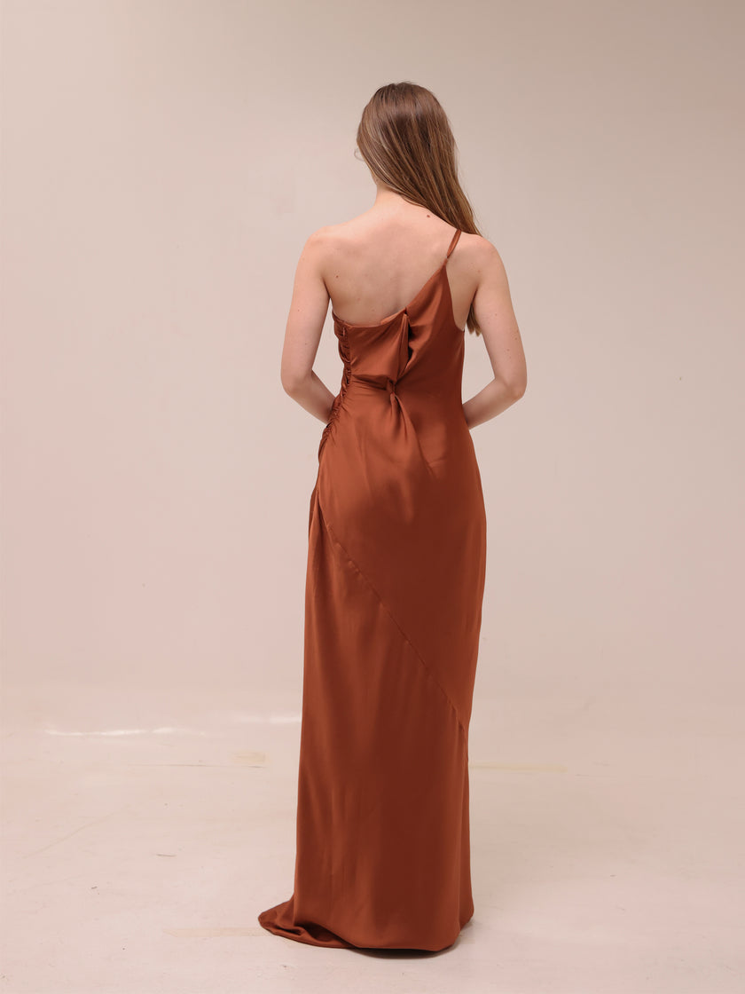 Asymmetrical Gathered Maxi Dress
