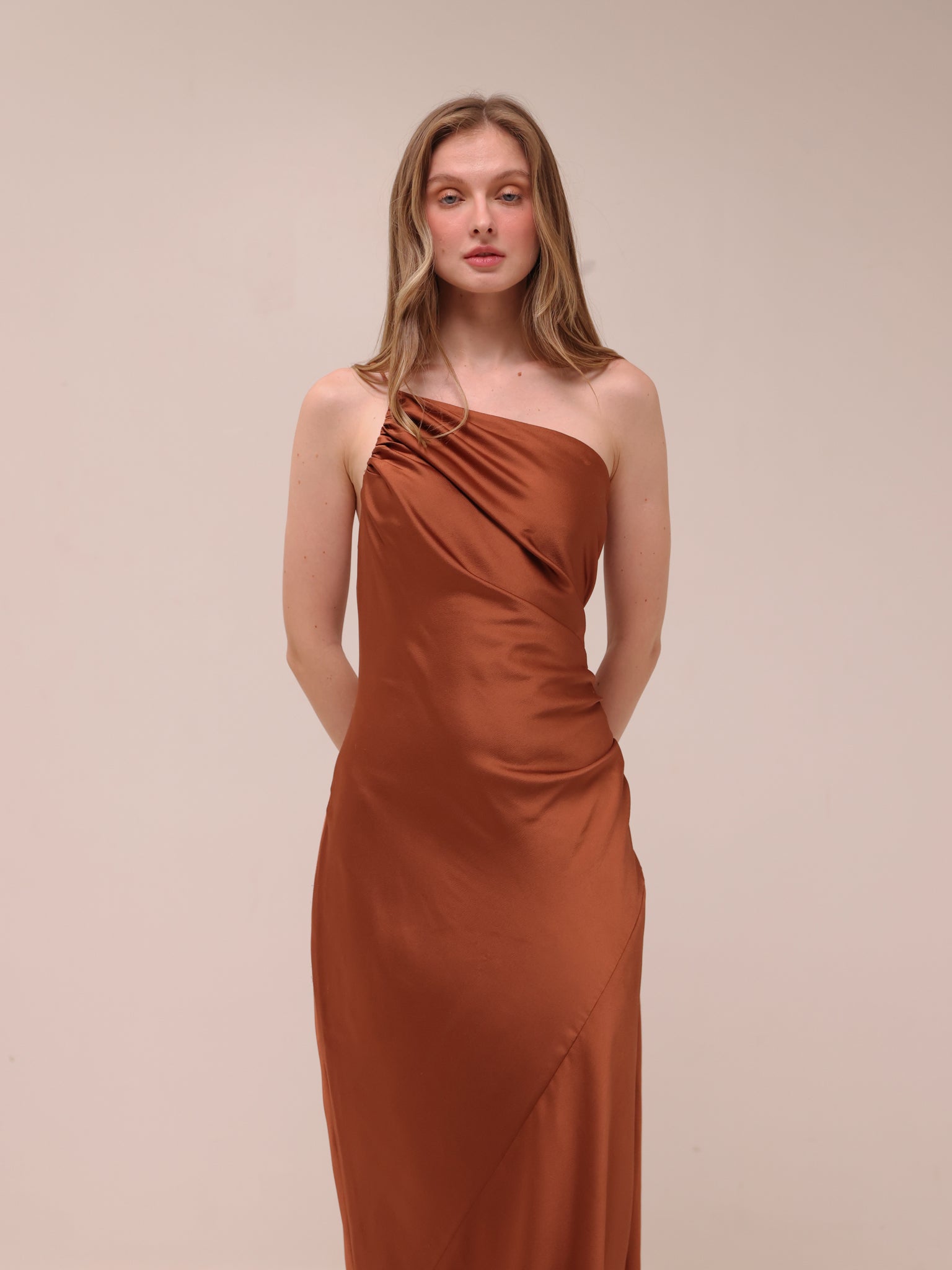 Asymmetrical Gathered Maxi Dress