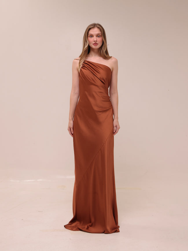 Asymmetrical Gathered Maxi Dress