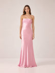 La Lune Strapless Ruched Bodice Maxi Dress - Peony
