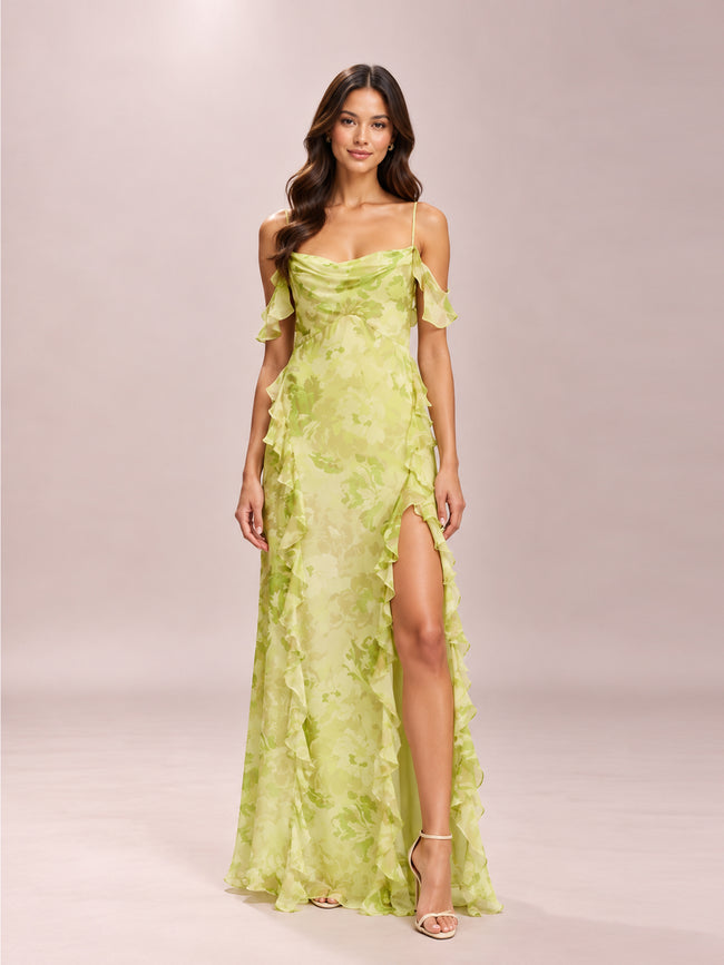 Joy Miller Ruffle Cowl Maxi Dress
