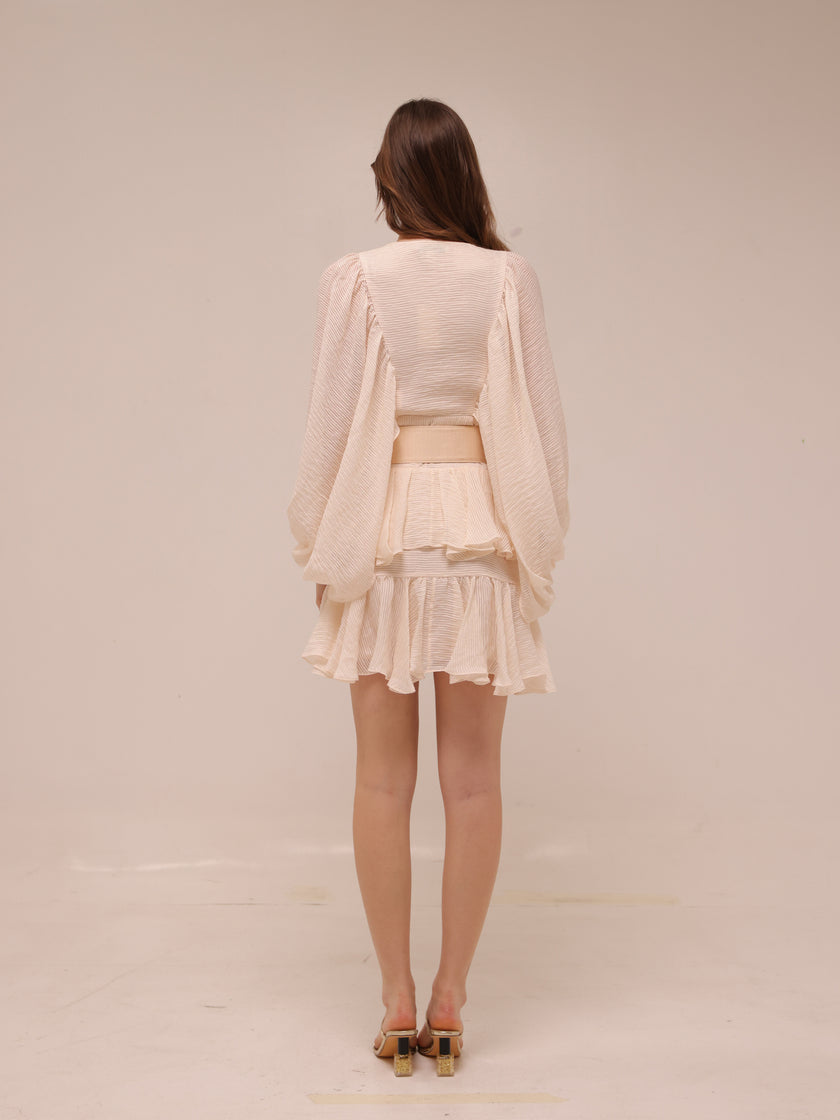 Charlotte Draped Sleeve Mini Dress with Belt