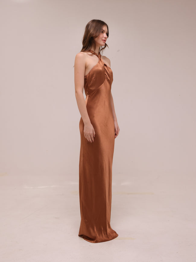 La Lune High Neck Twist Maxi Dress