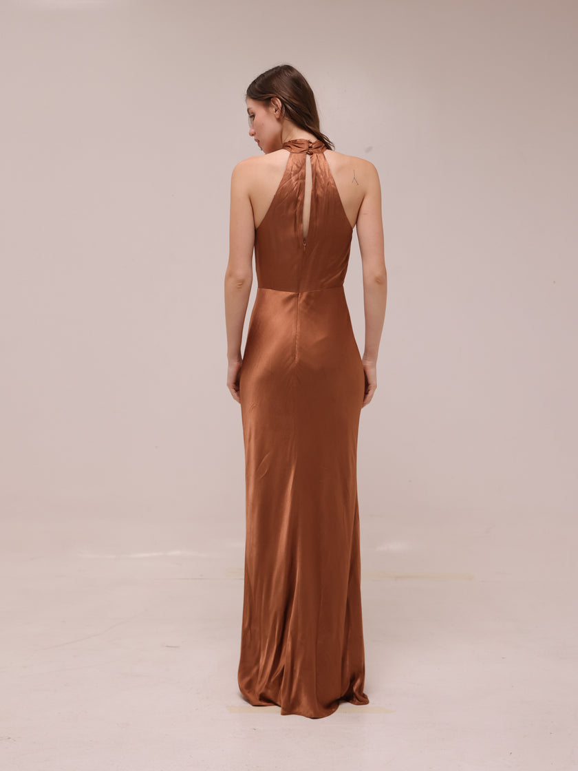 La Lune High Neck Twist Maxi Dress
