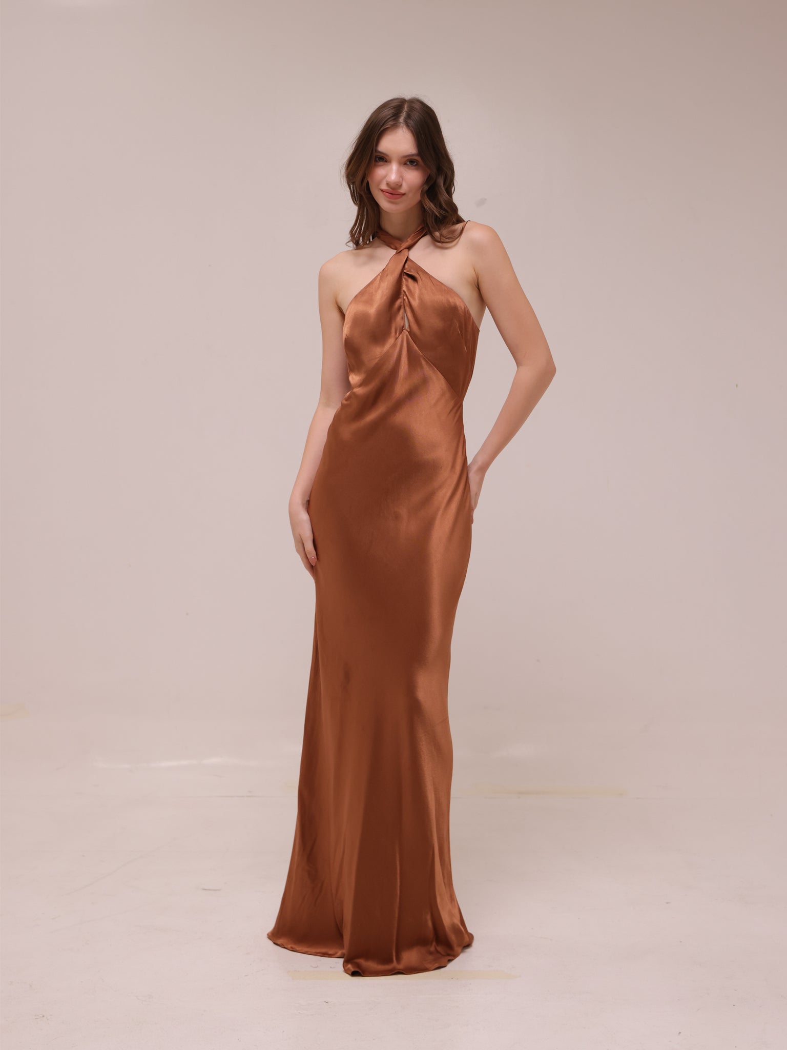 La Lune High Neck Twist Maxi Dress