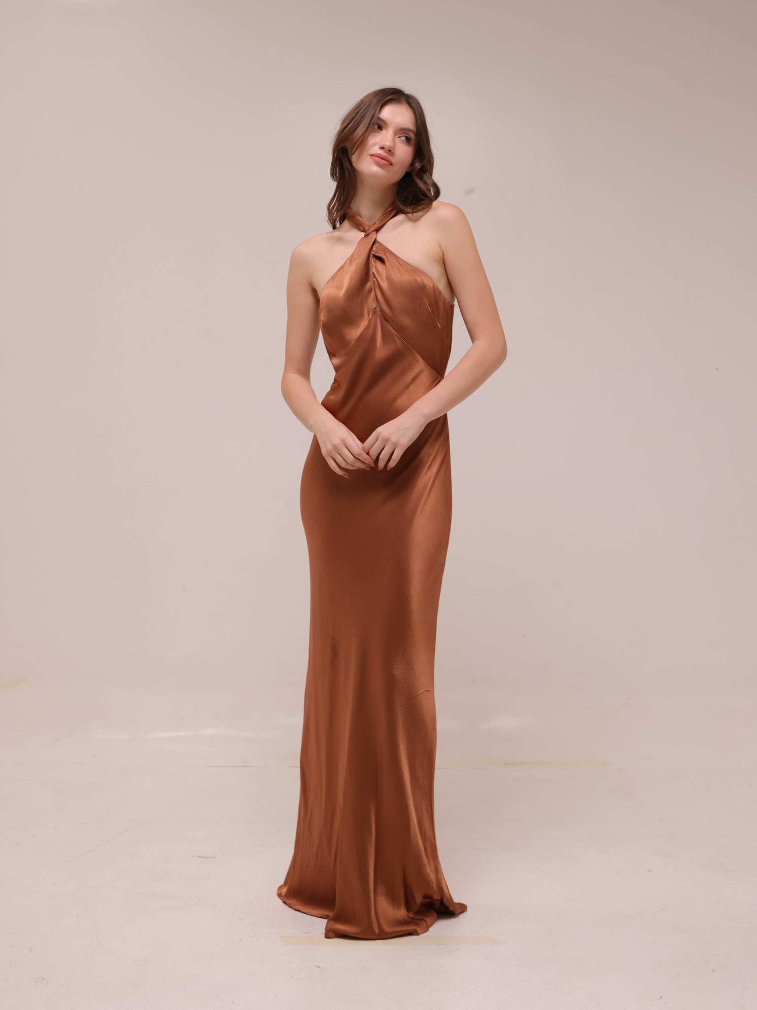 La Lune High Neck Twist Maxi Dress