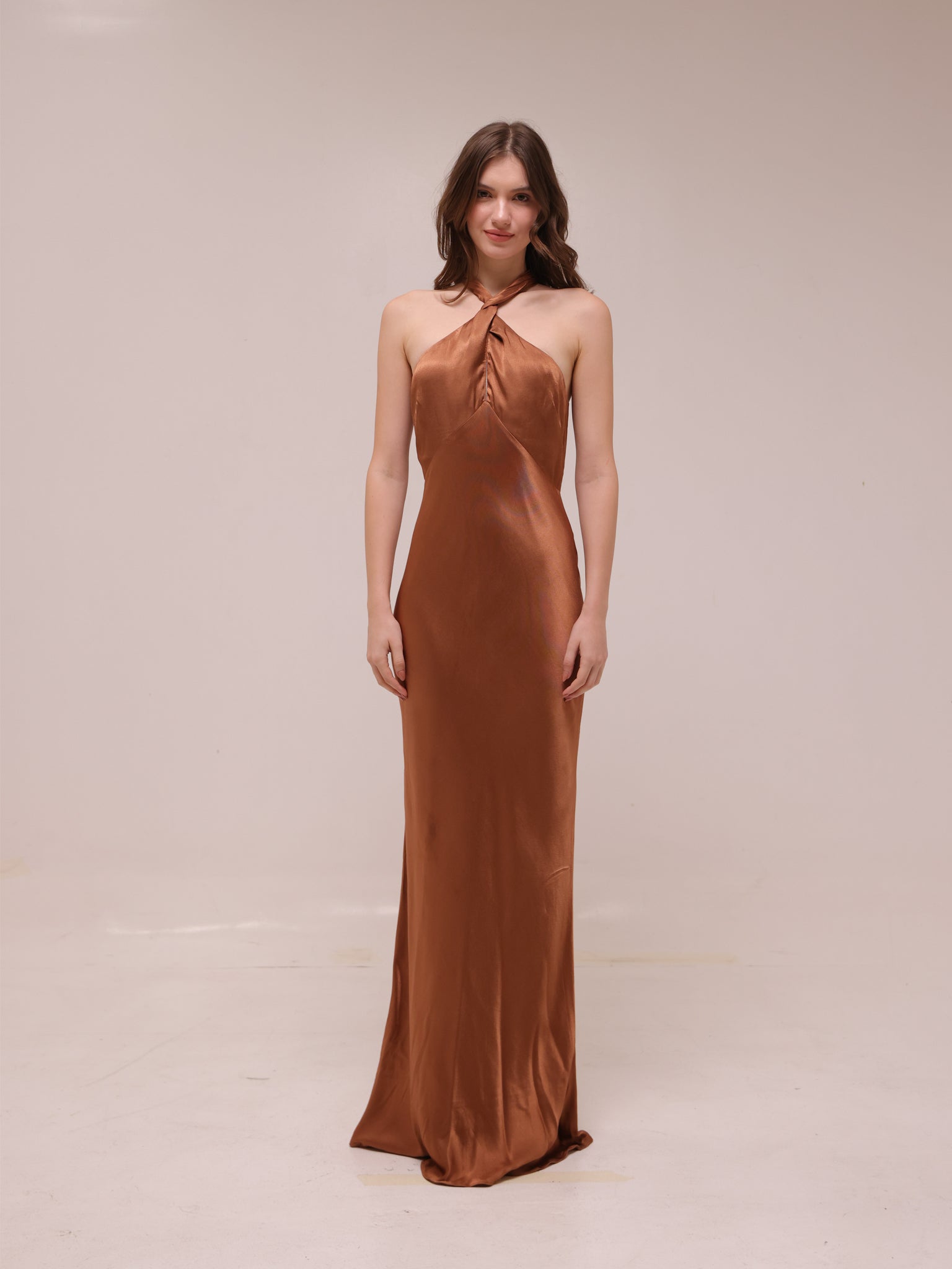 La Lune High Neck Twist Maxi Dress