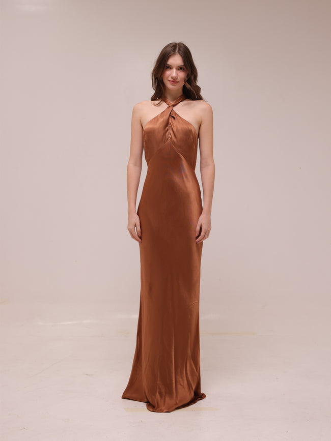 La Lune High Neck Twist Maxi Dress