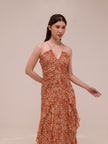 Hala Ruched Frill Maxi Dress