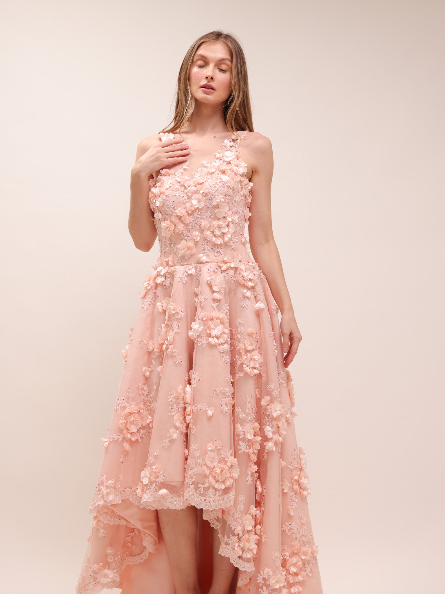 Blush Fleur Cascade Gown