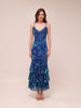 Oskar Tiered Ruffle Hem Mermaid Maxi Dress Abstract Blue