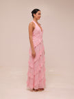Flirt Frill Halter Maxi Dress Blush