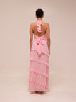 Flirt Frill Halter Maxi Dress Blush