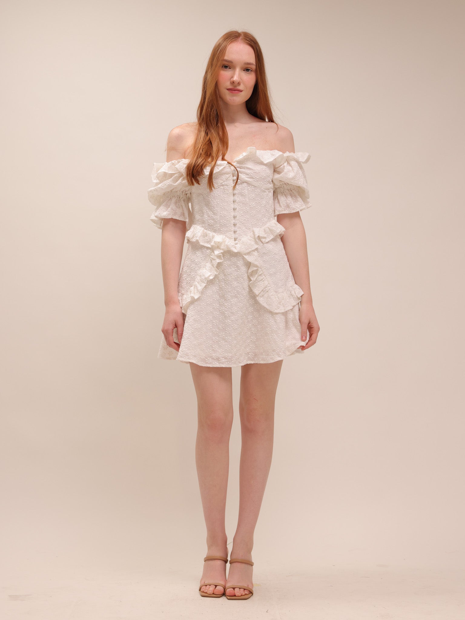 Isabel Off-Shoulder Eyelet Mini Dress