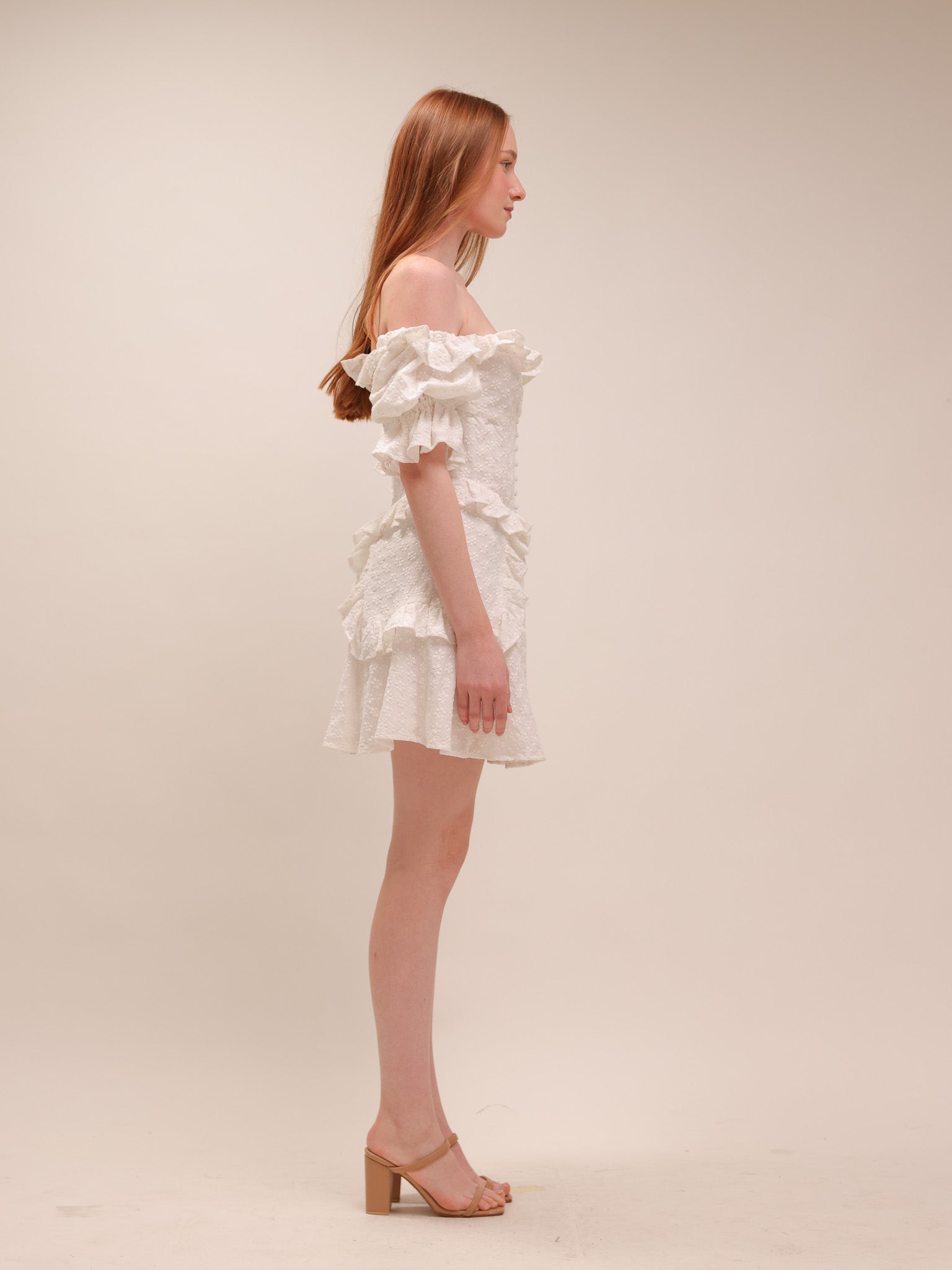 Isabel Off-Shoulder Eyelet Mini Dress