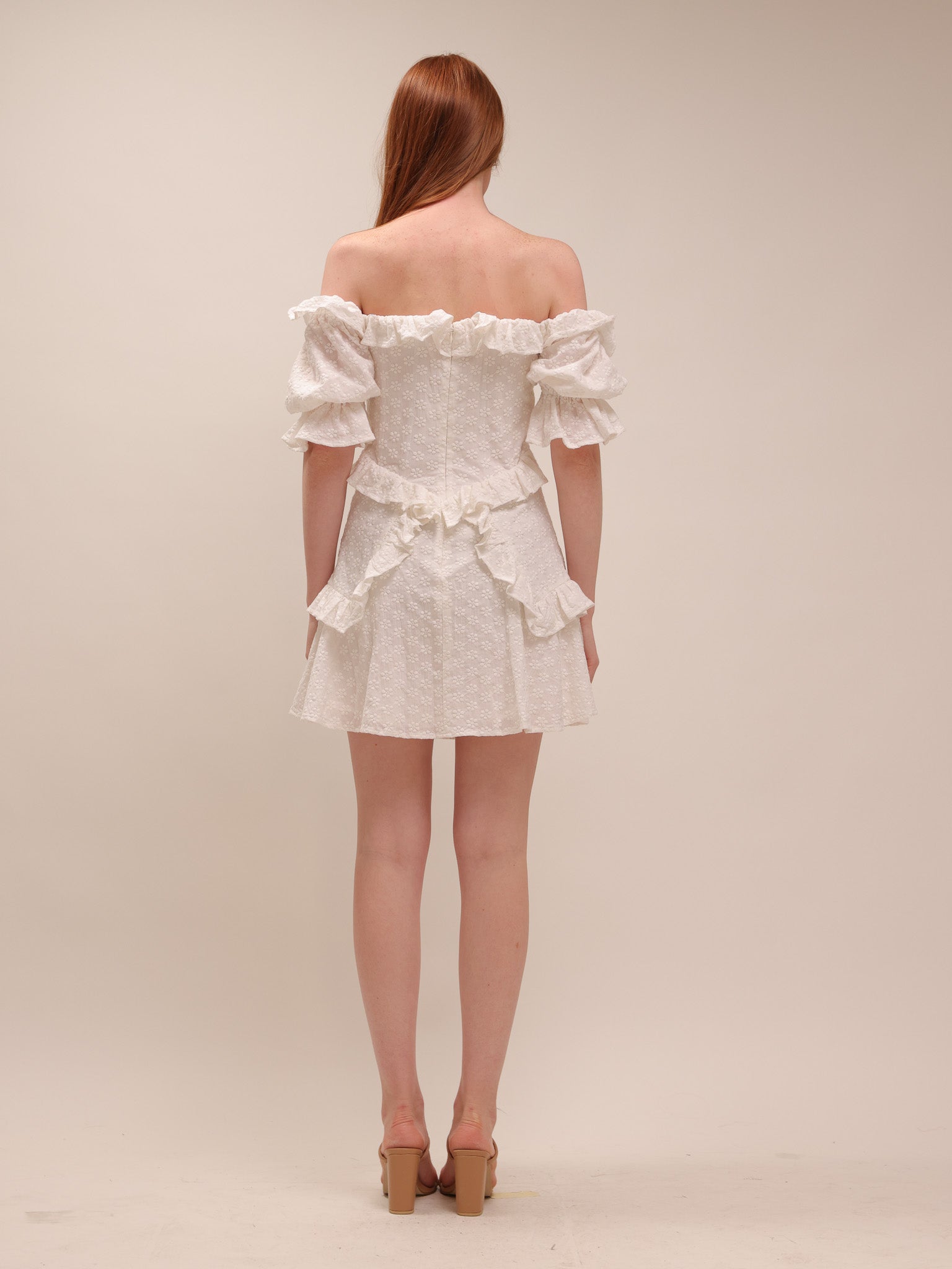 Isabel Off-Shoulder Eyelet Mini Dress