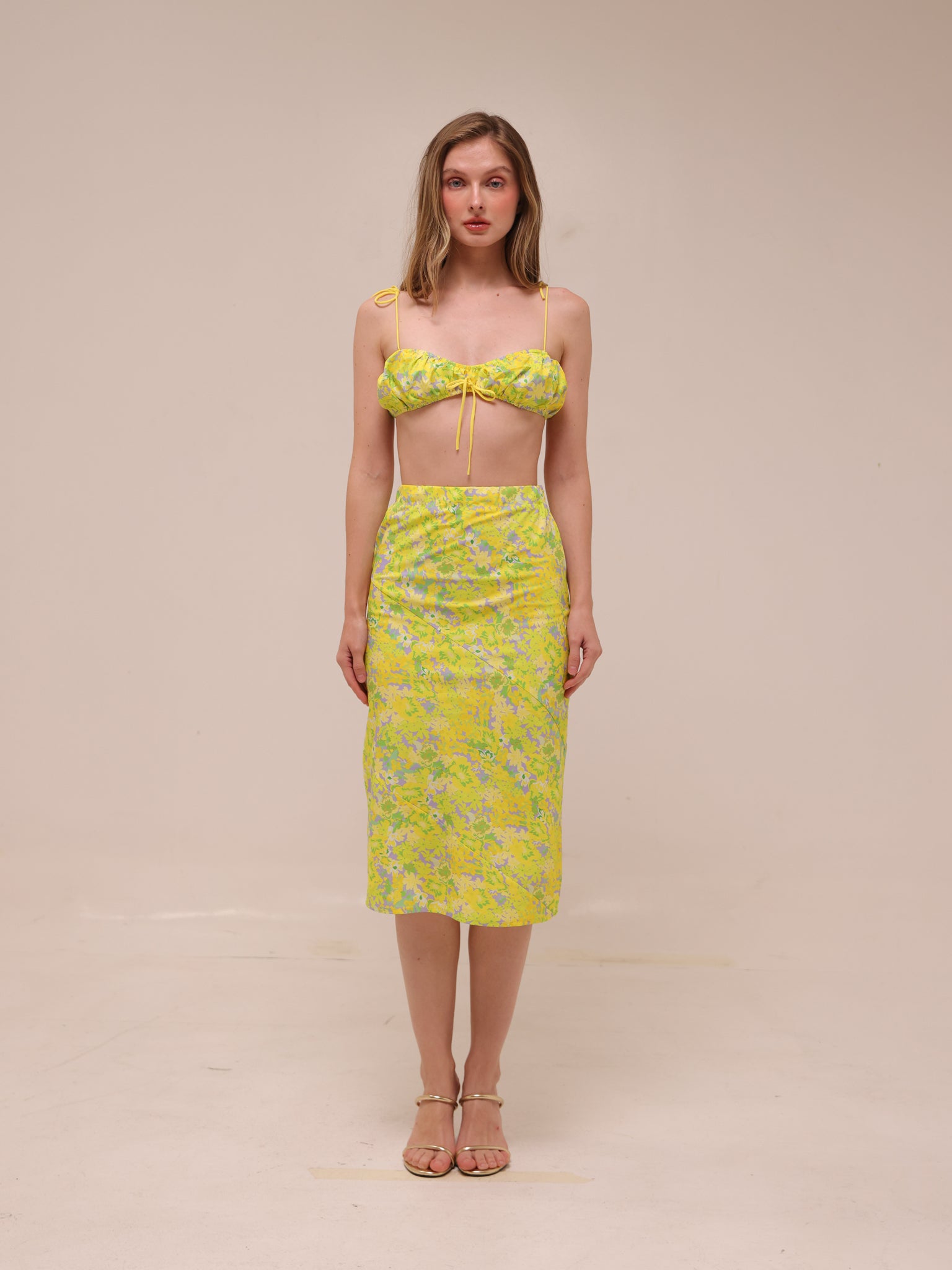 Dubois Midi Skirt & Ruched Bralette Top Freedom Floral