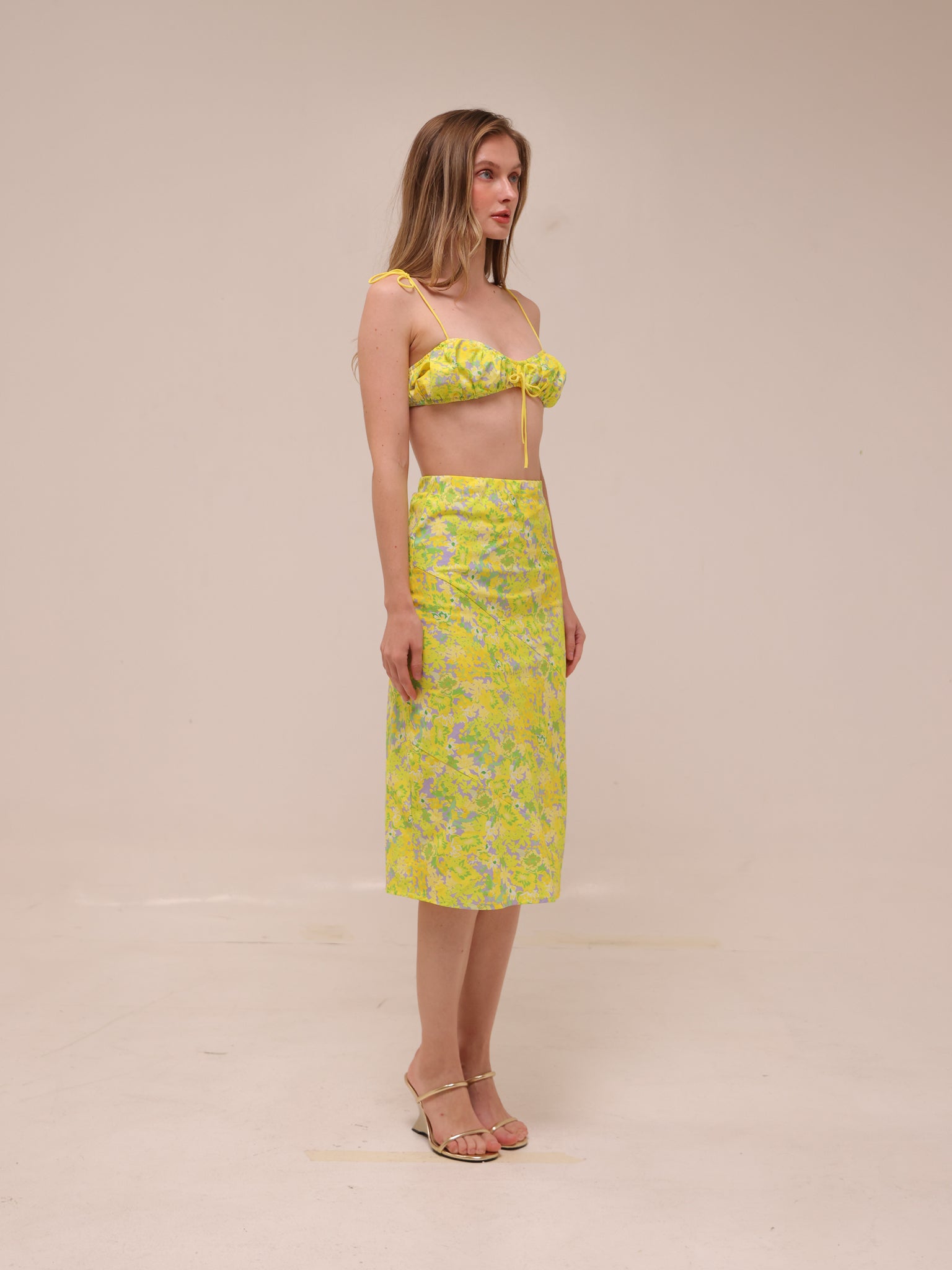 Dubois Midi Skirt & Ruched Bralette Top Freedom Floral