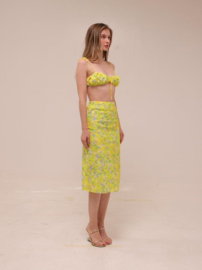 Dubois Midi Skirt & Ruched Bralette Top Freedom Floral