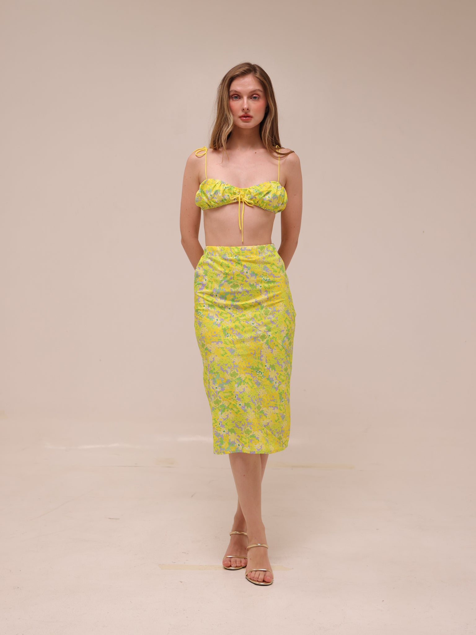 Dubois Midi Skirt & Ruched Bralette Top Freedom Floral