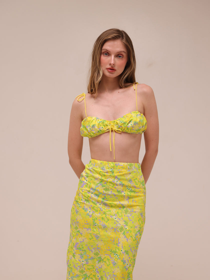 Dubois Midi Skirt & Ruched Bralette Top Freedom Floral