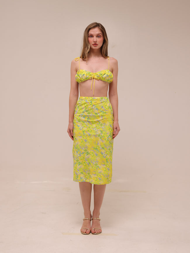 Dubois Midi Skirt & Ruched Bralette Top Freedom Floral