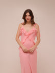 Adalina Ruffle Maxi Dress in Quartz Pink