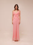 Adalina Ruffle Maxi Dress in Quartz Pink