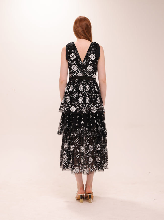 Black Starlet Sequin Tiered Dress