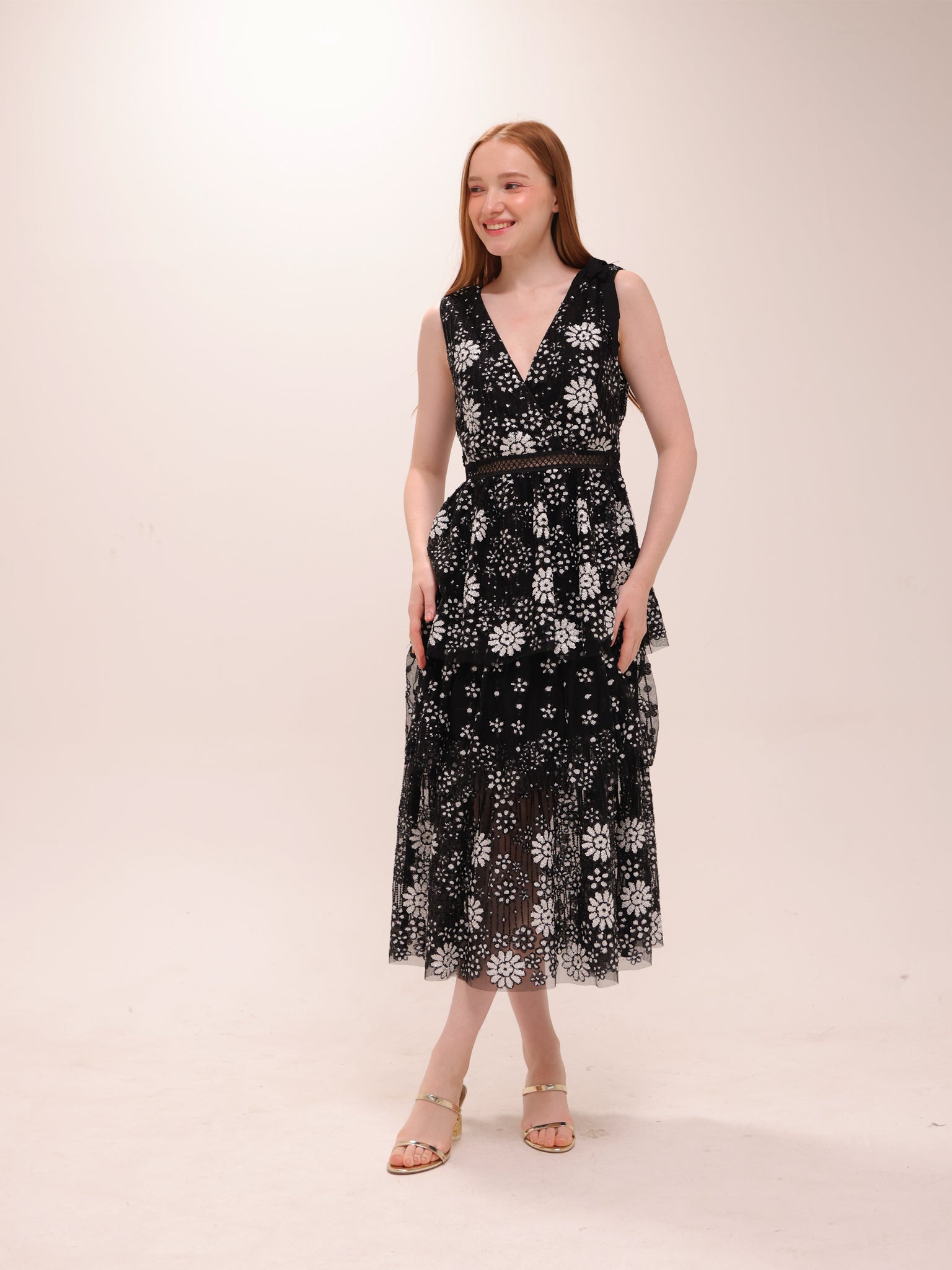 Black Starlet Sequin Tiered Dress