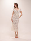 Cream Cord Lace Midi Dress