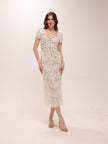 Cream Cord Lace Midi Dress