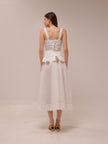 Cream Linen Peplum Midi Dress