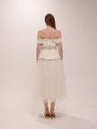 Cream Boucle Tulle Midi Dress