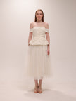 Cream Boucle Tulle Midi Dress