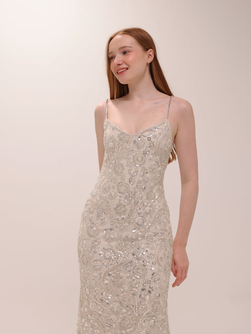 Sequin-Embellished Maxi Dress