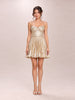 Crystal-Embellished Plissé-Lamé Mini Dress